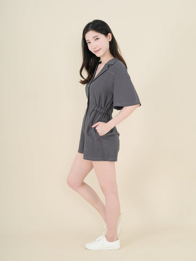 Hanna Classic Elasticated Romper CHARCOAL - DAG-DD9340-22IndigoF - Gray - F - D'ZAGE Designs