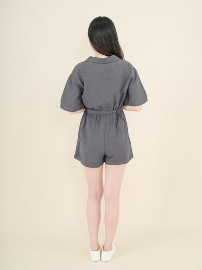 Hanna Classic Elasticated Romper CHARCOAL - DAG-DD9340-22IndigoF - Gray - F - D'ZAGE Designs