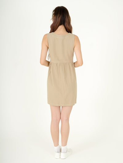 Zoe Contrast Line Mini Dress - DAG-DD9539-22CreamS - Beige - S - D'ZAGE Designs