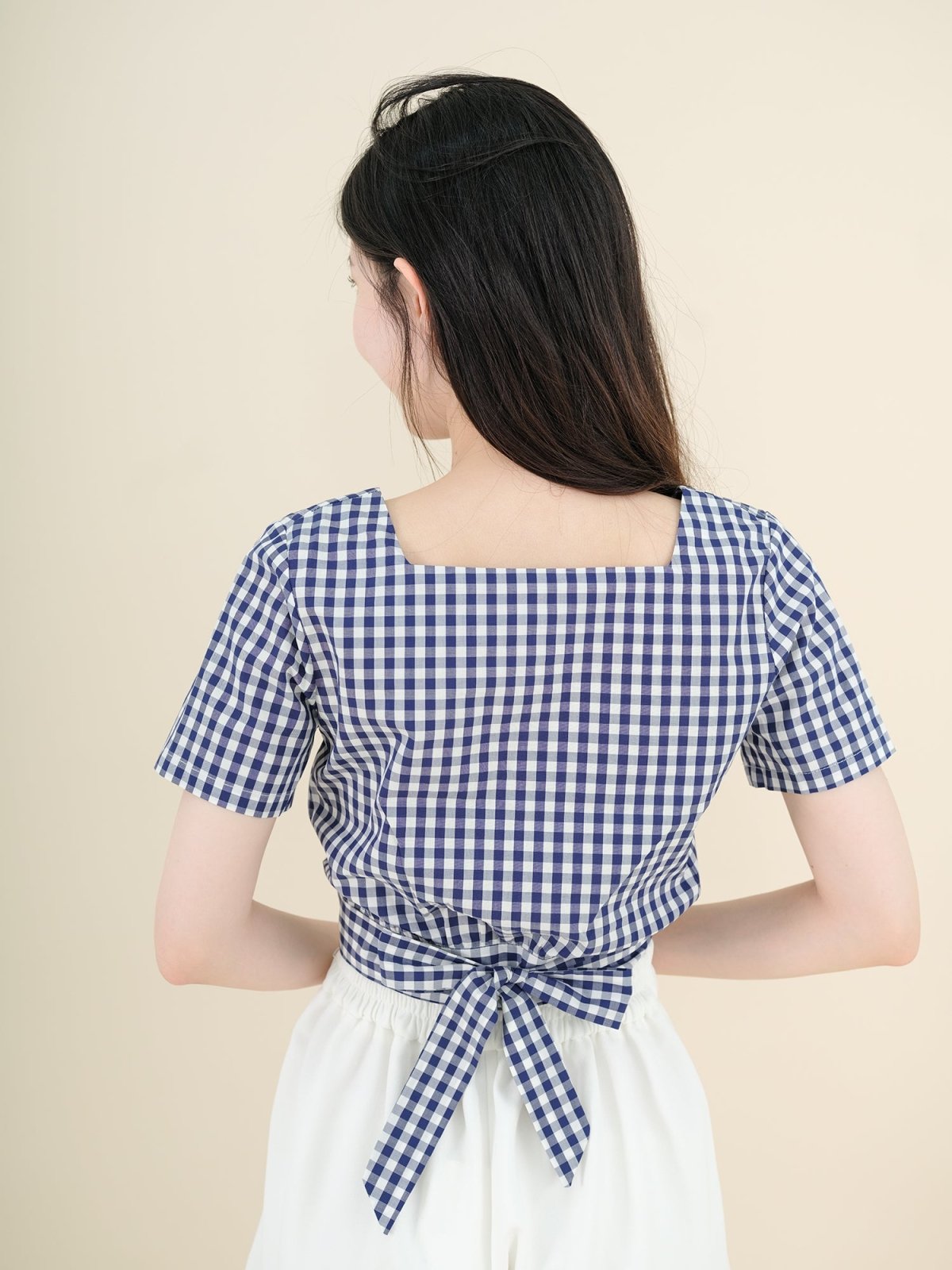 Alise Checkered Two-Way Top Navy - DAG-DD8657-21ClassicNavyS - Blue White Checkers - S - D'ZAGE Designs