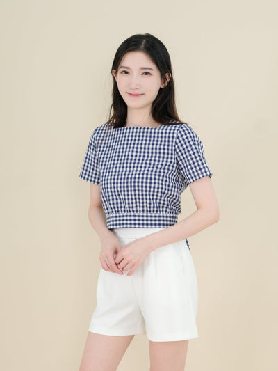 Alise Checkered Two-Way Top Navy - DAG-DD8657-21ClassicNavyS - Blue White Checkers - S - D'ZAGE Designs