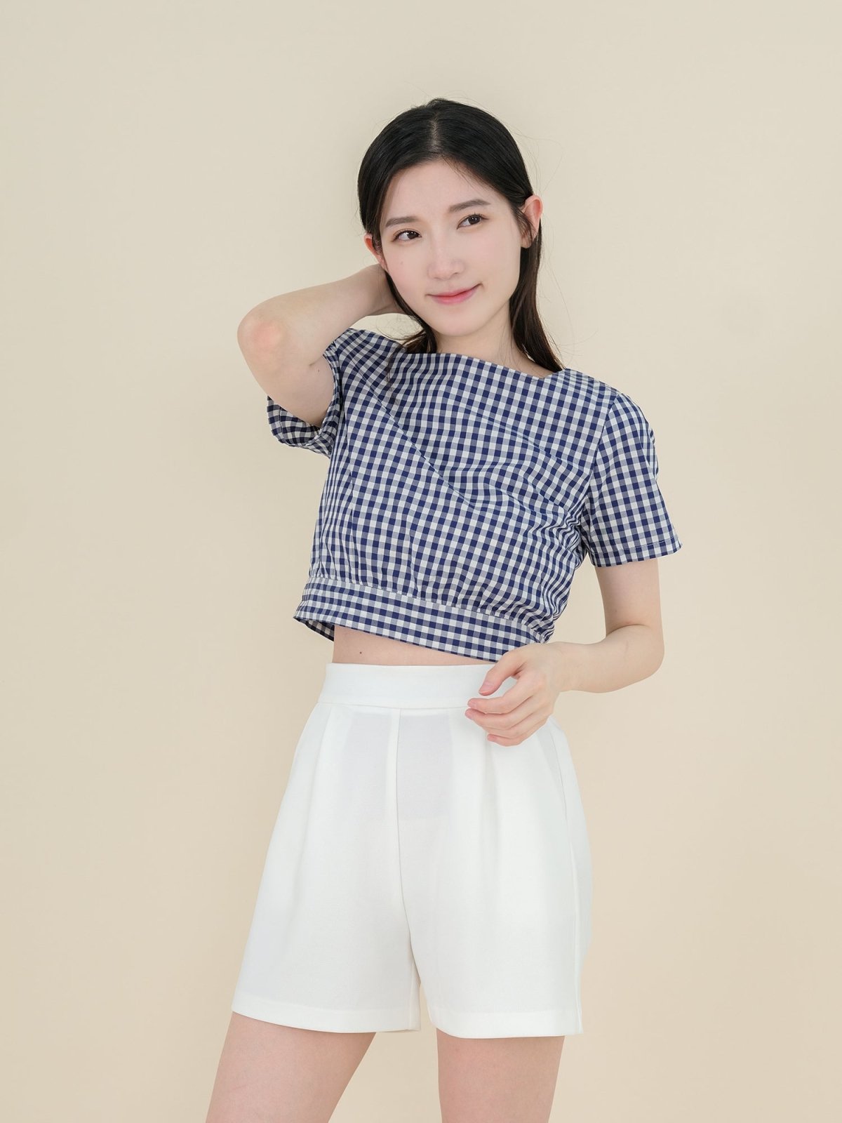 Alise Checkered Two-Way Top Navy - DAG-DD8657-21ClassicNavyS - Blue White Checkers - S - D'ZAGE Designs