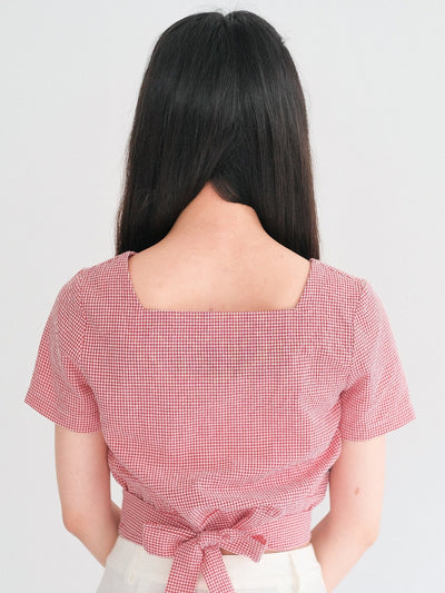 Alise Checkered Two-Way Top - DAG-DD8657-23BerryRedS - Red White Checkers - S - D'ZAGE Designs