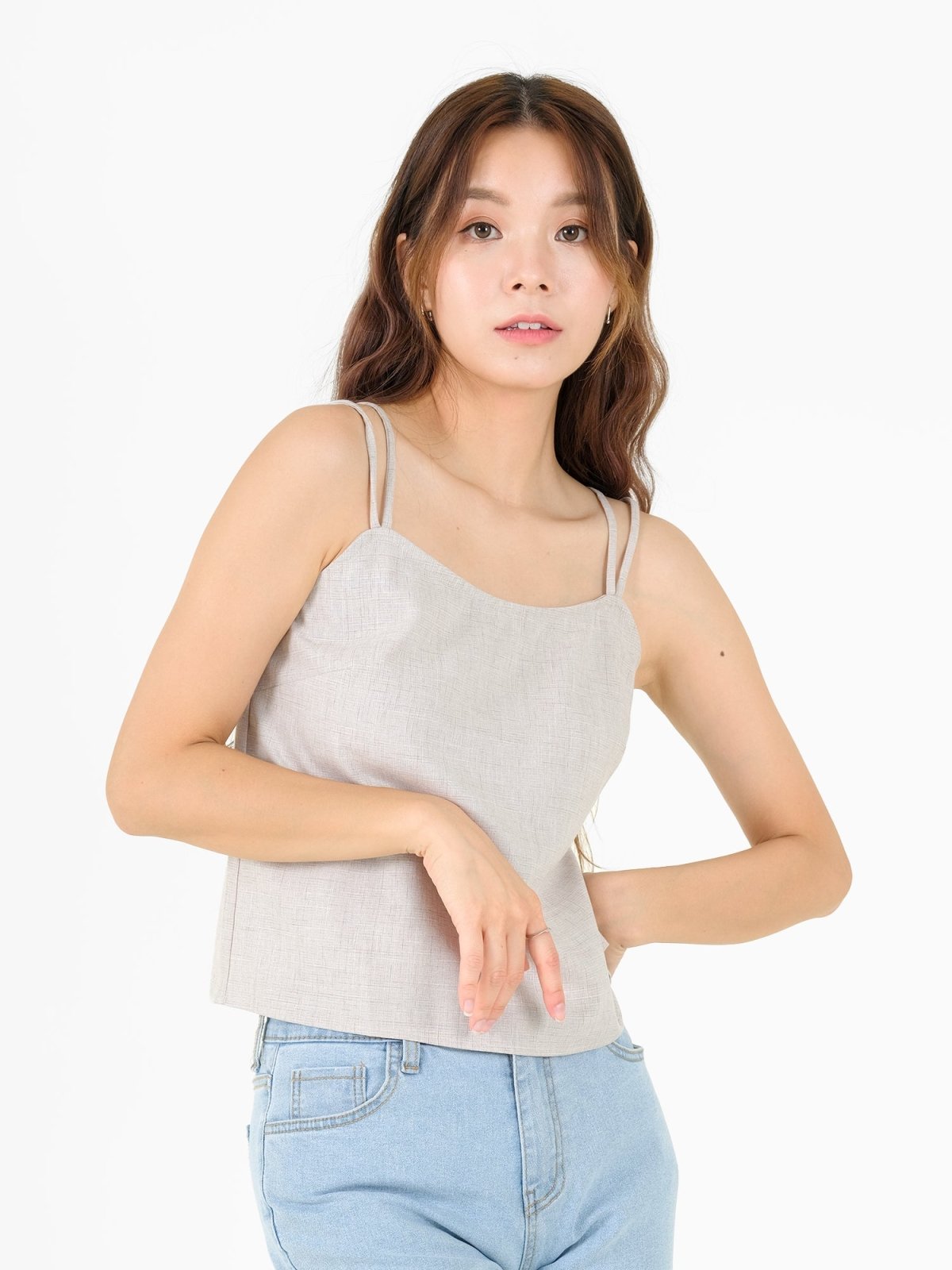 Esmae Cross Back Camisole - DAG-DD9529-22ChalkF - Gray - F - D'ZAGE Designs