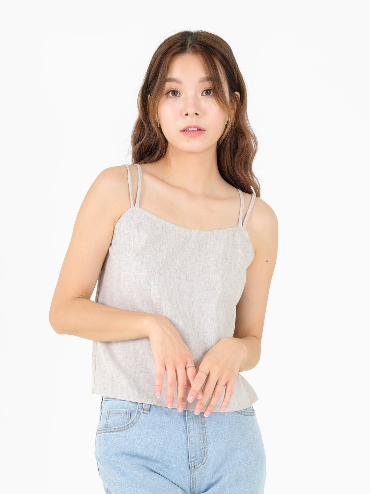 Esmae Cross Back Camisole - DAG-DD9529-22ChalkF - Gray - F - D'ZAGE Designs