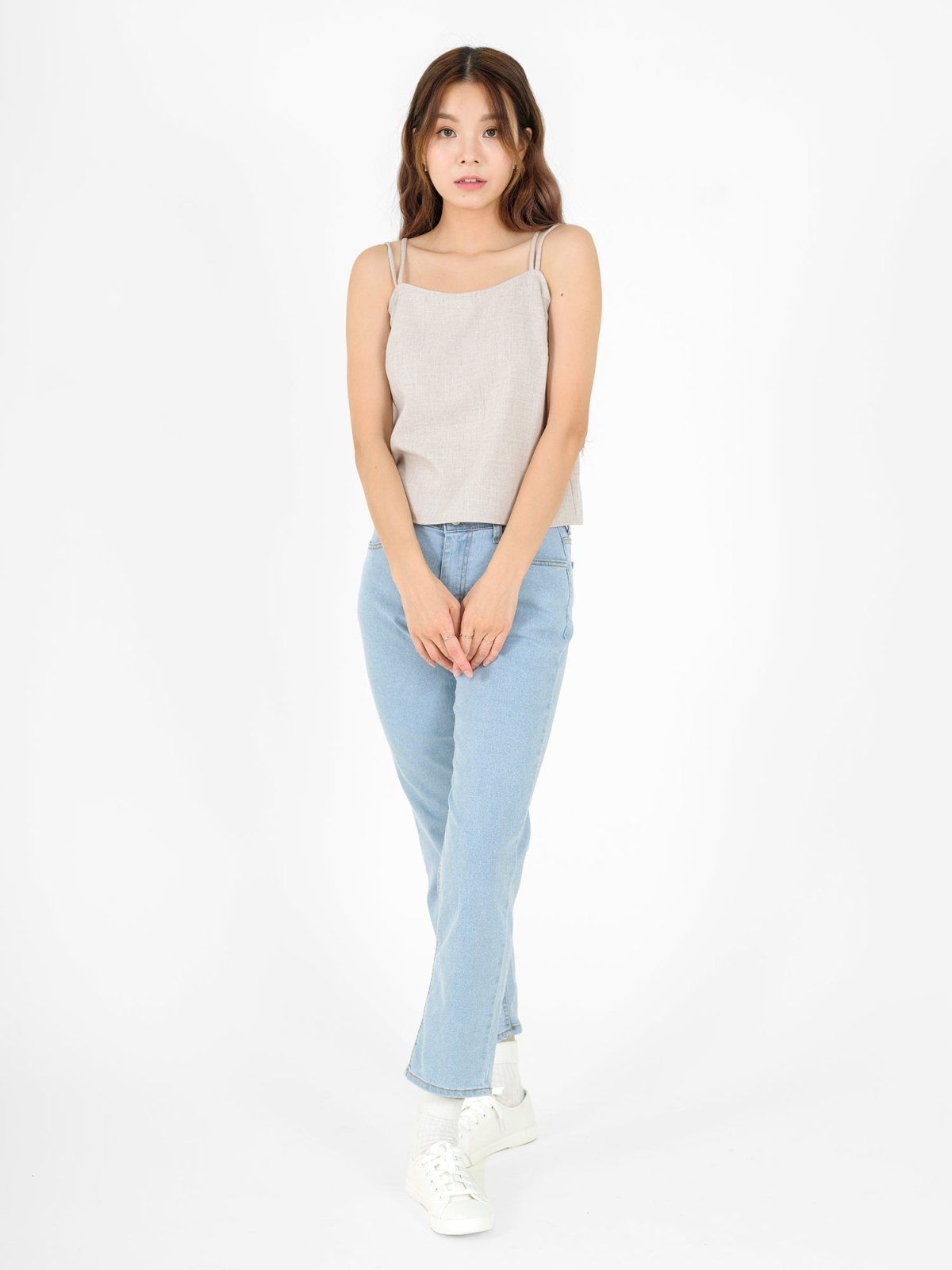 Esmae Cross Back Camisole - DAG-DD9529-22ChalkF - Gray - F - D'ZAGE Designs