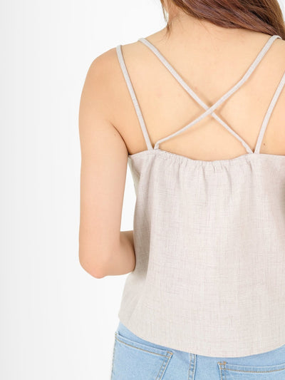 Esmae Cross Back Camisole - DAG-DD9529-22ChalkF - Gray - F - D'ZAGE Designs