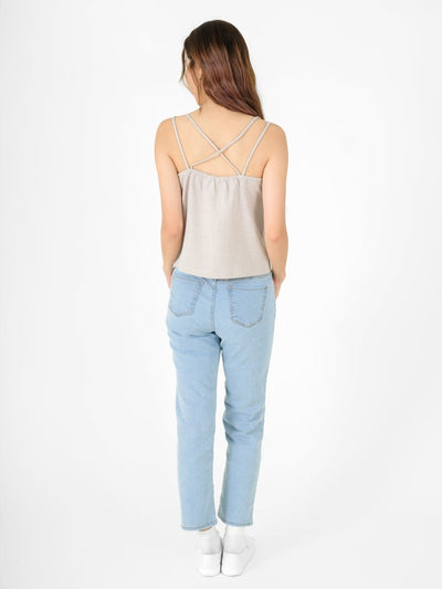 Esmae Cross Back Camisole - DAG-DD9529-22ChalkF - Gray - F - D'ZAGE Designs