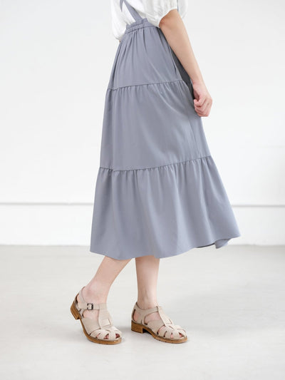 Alina Tiered Midi Skirt ( removable strap ) - DAG-DD0713-23StoneBlueF - Stone Blue - F - D'ZAGE Designs