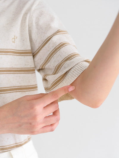 Signature Striped Knit Top - DAG-G-220133BrownieF - Cream With Brown Hem - F - D'ZAGE Designs