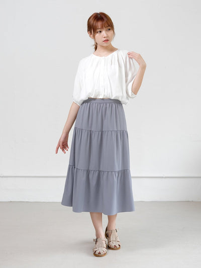 Alina Tiered Midi Skirt ( removable strap ) - DAG-DD0713-23WhiteF - White - F - D'ZAGE Designs