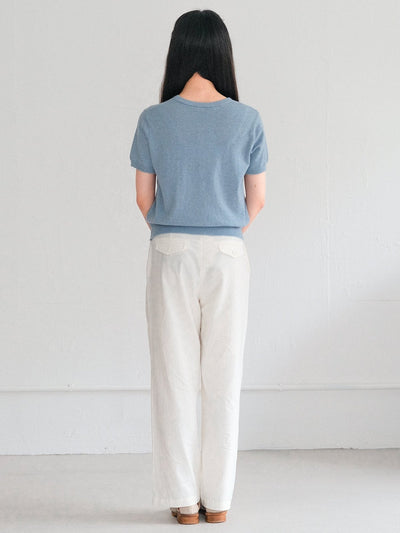 Nera V-Neck Wool Knitted Top - dag-g-220161blueF - Baby Blue - F - D'ZAGE Designs