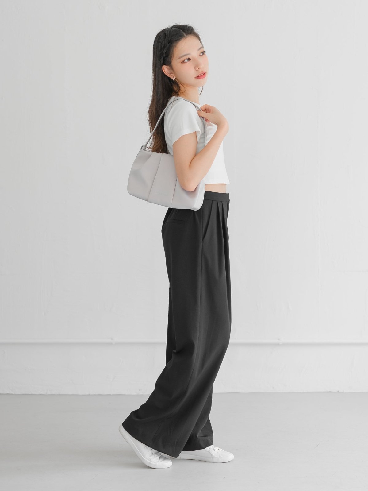 Brooklyn Comfy Wide Leg Trousers (Long/ Short ver.) - DAG-DD0720-23BlackS - Long Ver. (101cm) - Black - S - D'ZAGE Designs