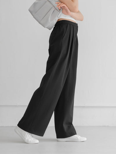 Brooklyn Comfy Wide Leg Trousers (Long/ Short ver.) - DAG-DD0720-23BlackS - Long Ver. (101cm) - Black - S - D'ZAGE Designs