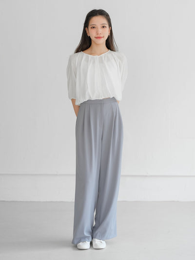 Brooklyn Comfy Wide Leg Trousers (Long/ Short ver.) - DAG-DD0720-23MistyBlueS - Long Ver. (101cm) - Misty Blue - S - D'ZAGE Designs
