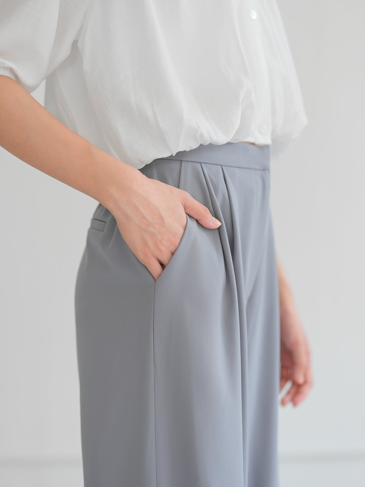 Brooklyn Comfy Wide Leg Trousers (Long/ Short ver.) - DAG-DD0720-23MistyBlueS - Long Ver. (101cm) - Misty Blue - S - D'ZAGE Designs