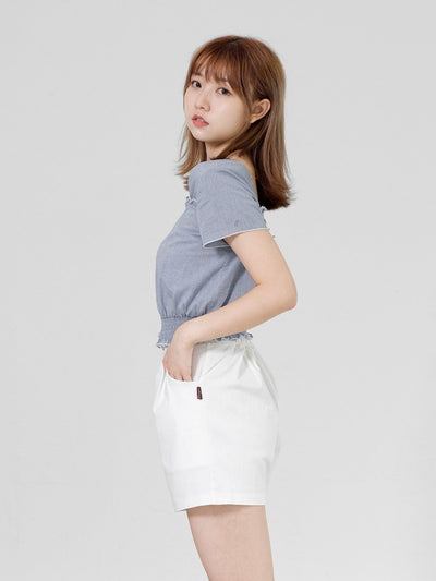 Blakely Ruffle Hem Square Neck Top - DAG-DD0703-23SkyBlueS - Sky Blue - S - D'ZAGE Designs