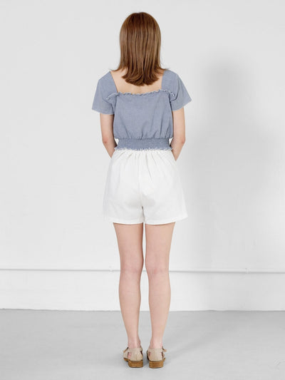 Blakely Ruffle Hem Square Neck Top - DAG-DD0703-23SkyBlueS - Sky Blue - S - D'ZAGE Designs