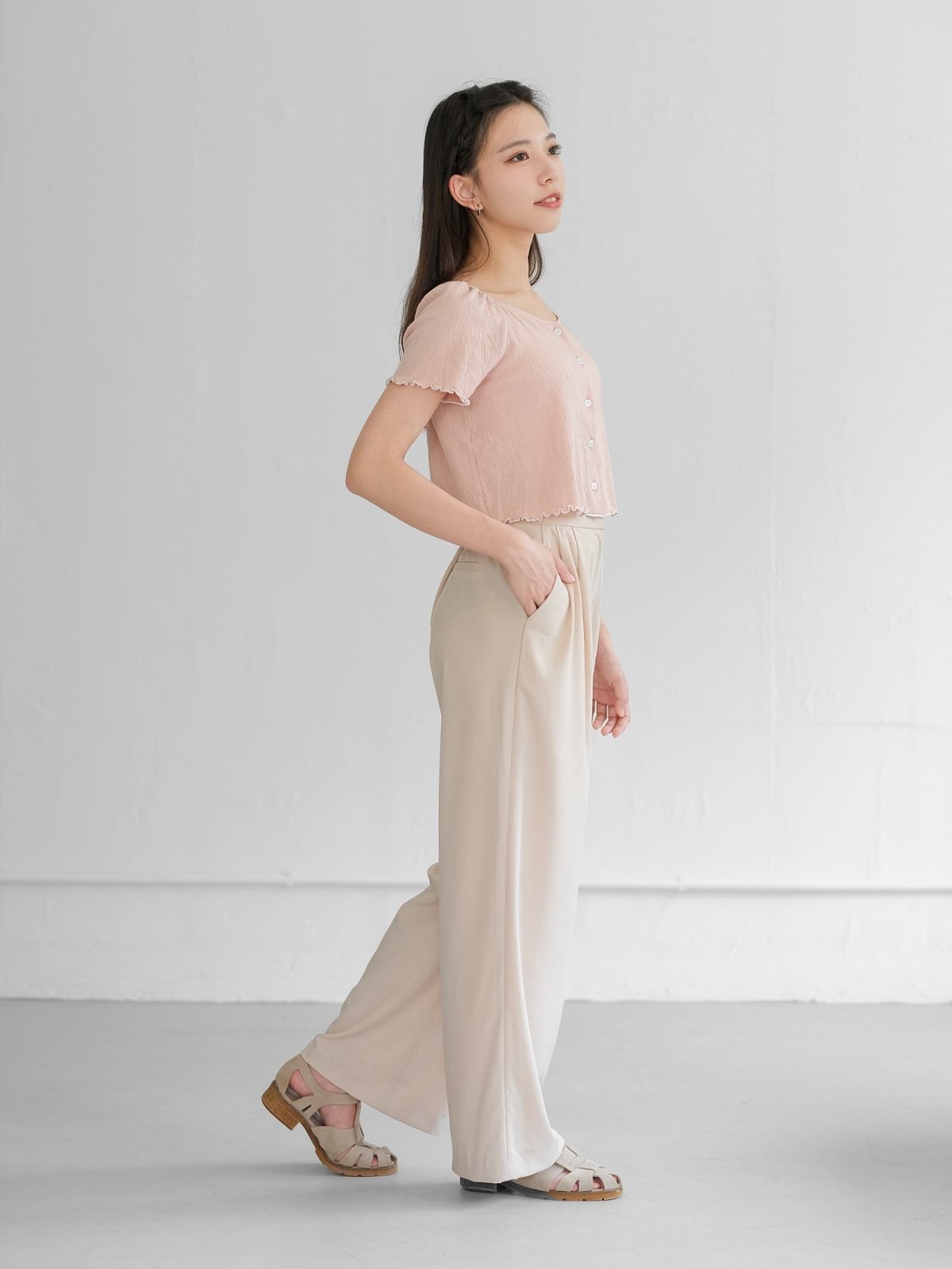 Brooklyn Comfy Wide Leg Trousers (Long/ Short ver.) - DAG-DD0720-23LightBeigeS - Long Ver. (101cm) - Light Beige - S - D'ZAGE Designs