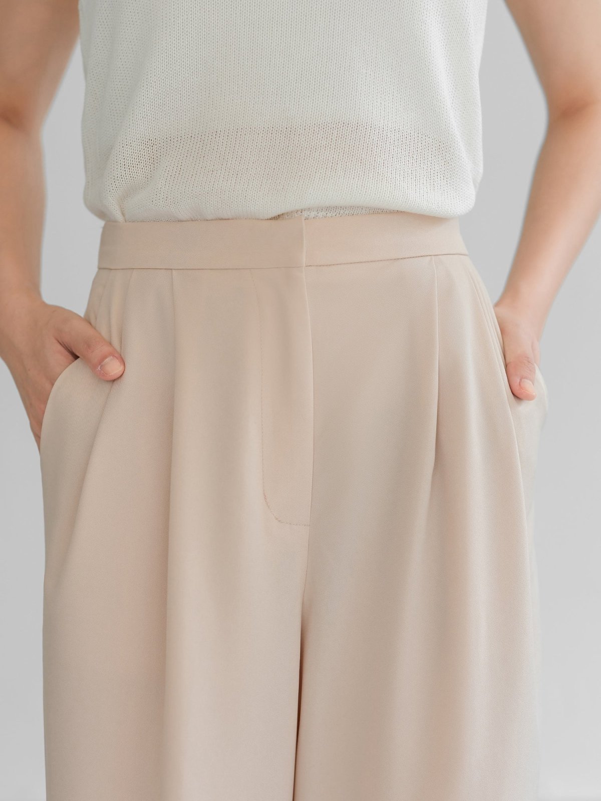 Brooklyn Comfy Wide Leg Trousers (Long/ Short ver.) - DAG-DD0720-23LightBeigeS - Long Ver. (101cm) - Light Beige - S - D'ZAGE Designs