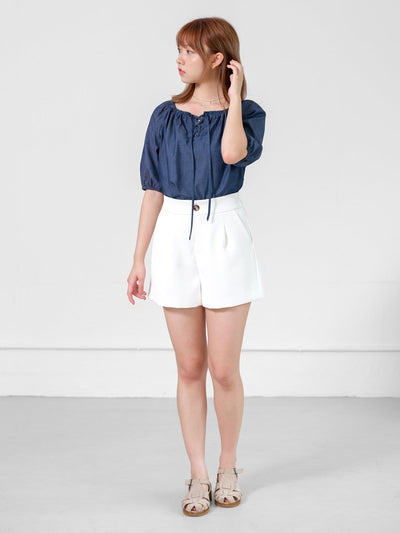 Miley Lace Up Blouse - DAG-DD0707-23DenimF - Denim - F - D'ZAGE Designs