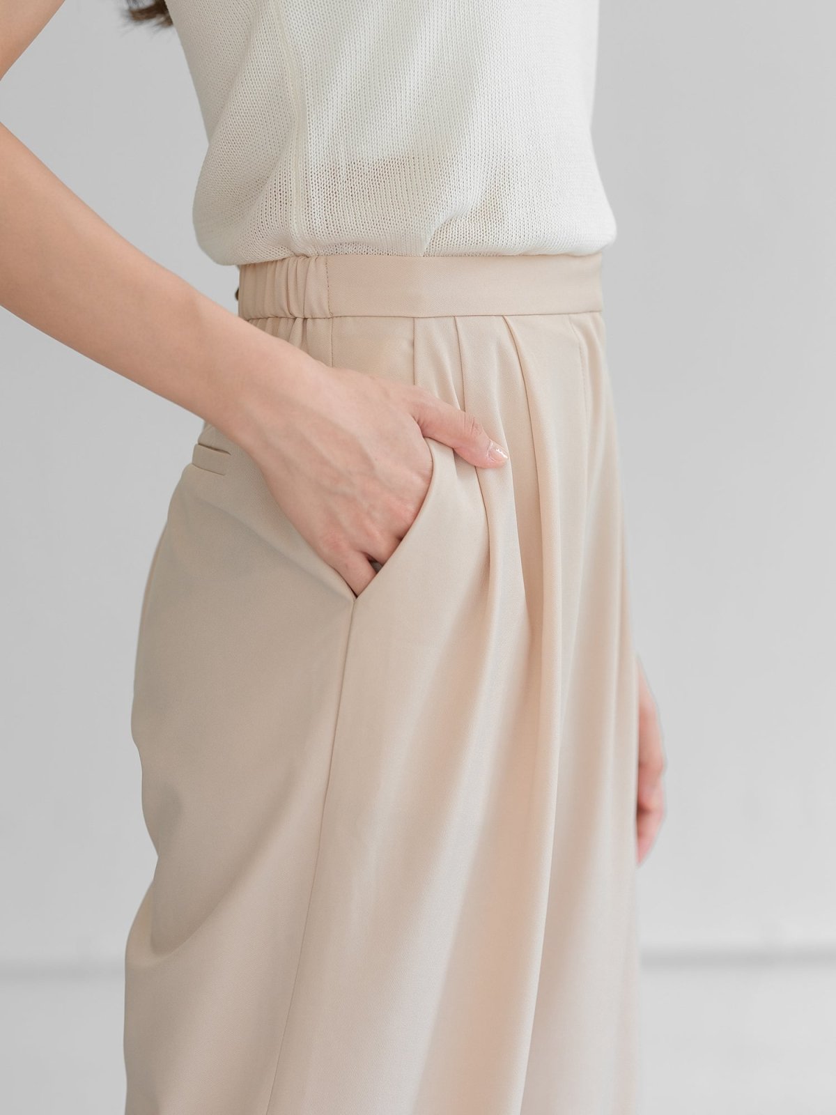 Brooklyn Comfy Wide Leg Trousers (Long/ Short ver.) - DAG-DD0720-23LightBeigeS - Long Ver. (101cm) - Light Beige - S - D'ZAGE Designs