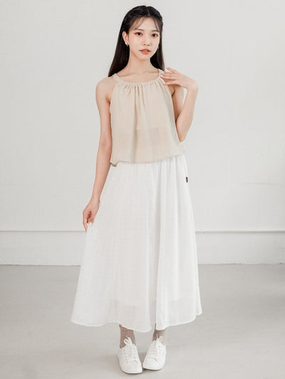 Prue Gather Detail Tank Top - DAG-G-220146IvoryF - Almond Ivory - F - D'ZAGE Designs
