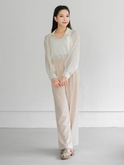 Grace Semi-Transparent Tie Back Shirt - DAG-G-220193IvoryF - Mochi Ivory - F - D'ZAGE Designs