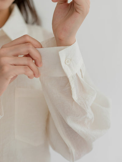 Grace Semi-Transparent Tie Back Shirt - DAG-G-220193IvoryF - Mochi Ivory - F - D'ZAGE Designs