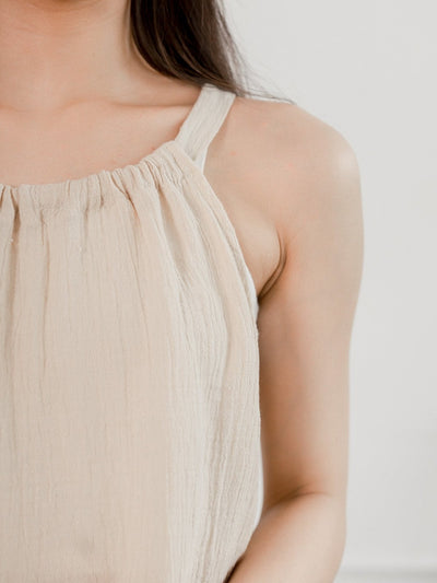 Prue Gather Detail Tank Top - DAG-G-220146IvoryF - Almond Ivory - F - D'ZAGE Designs