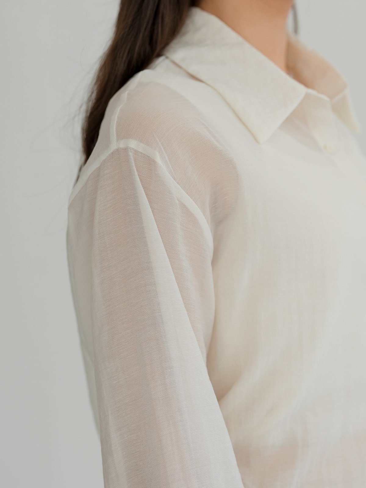 Grace Semi-Transparent Tie Back Shirt - DAG-G-220193IvoryF - Mochi Ivory - F - D'ZAGE Designs