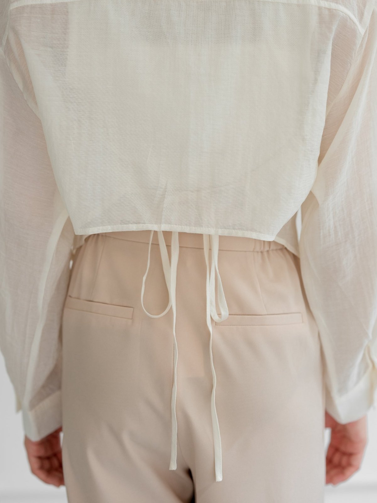 Grace Semi-Transparent Tie Back Shirt - DAG-G-220193IvoryF - Mochi Ivory - F - D'ZAGE Designs