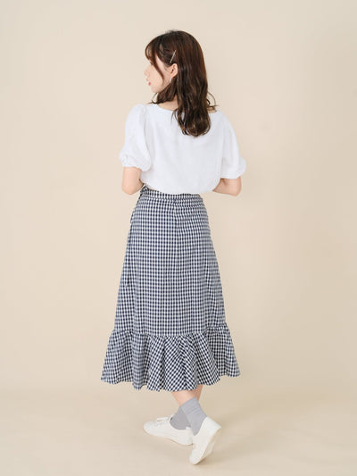 Kassidy Wrap Midi Skirt NAVY - DAG-DD8721-21ClassicNavyS - Blue White Checkers - S - D'ZAGE Designs