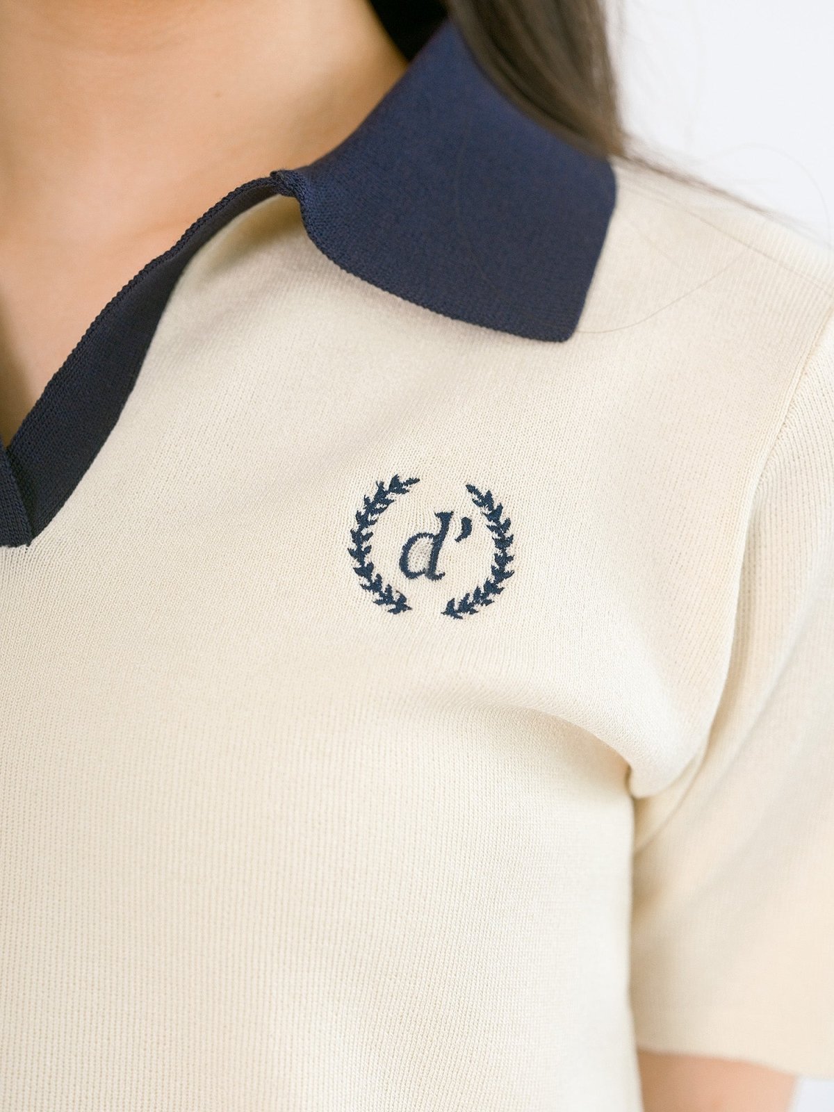 Orie Contrast Collar Embroidered Top - DAG-G-220150IvoryF - Yellow Blue Contrast - F - D'ZAGE Designs