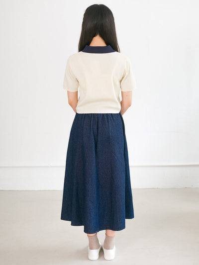 Orie Contrast Collar Embroidered Top - DAG-G-220150IvoryF - Yellow Blue Contrast - F - D'ZAGE Designs