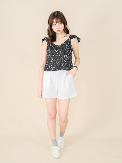 Pleated A-line Shorts Ivory - DAG-DD8509-21IvoryS - Mochi Ivory - S - D'ZAGE Designs