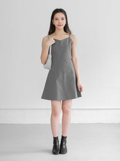 Lunar Slim Cut Strapped Dress - DAG-G-220192GrayS - Gray - S - D'ZAGE Designs