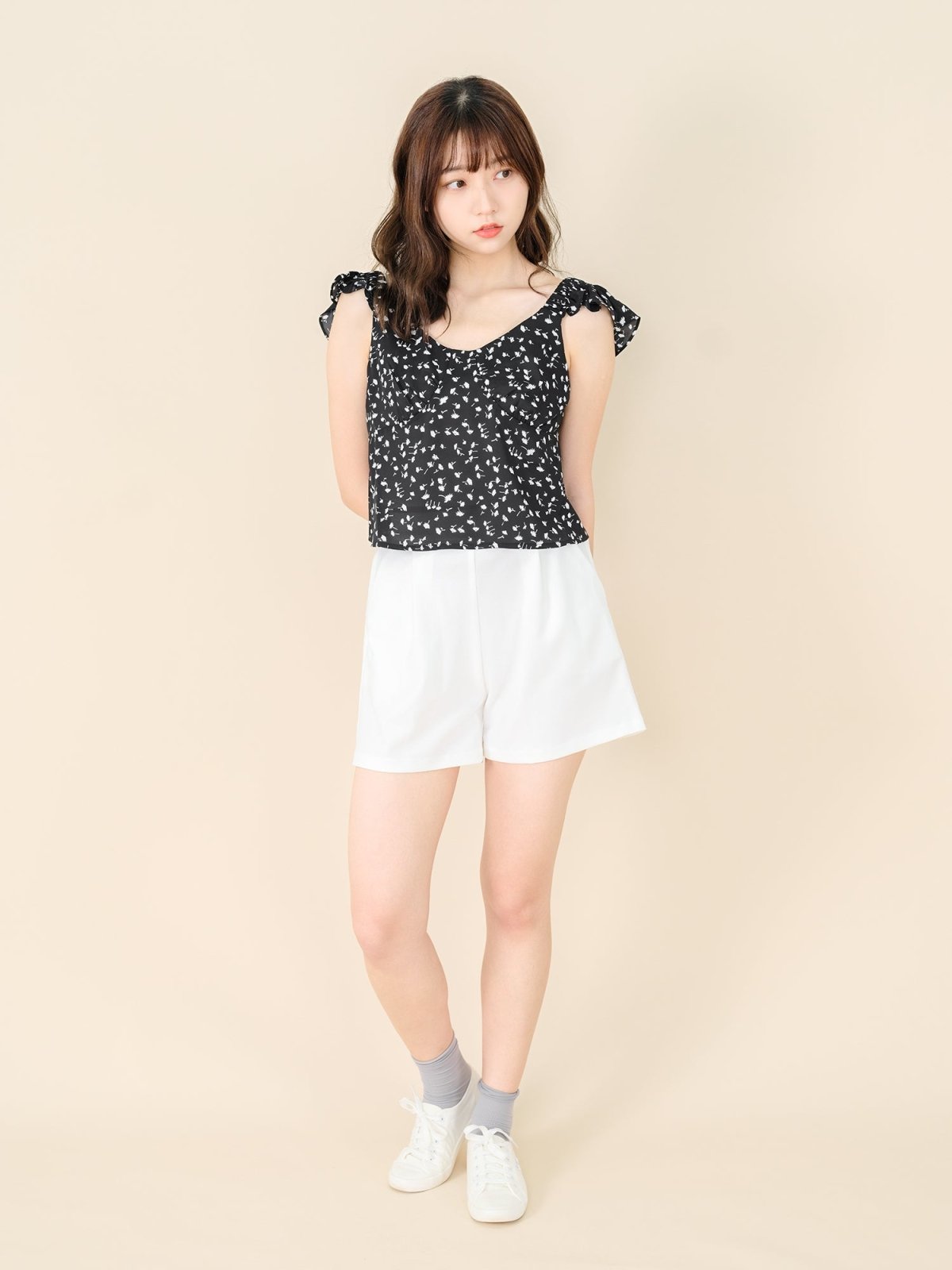 Pleated A-line Shorts Ivory - DAG-DD8509-21IvoryS - Mochi Ivory - S - D'ZAGE Designs