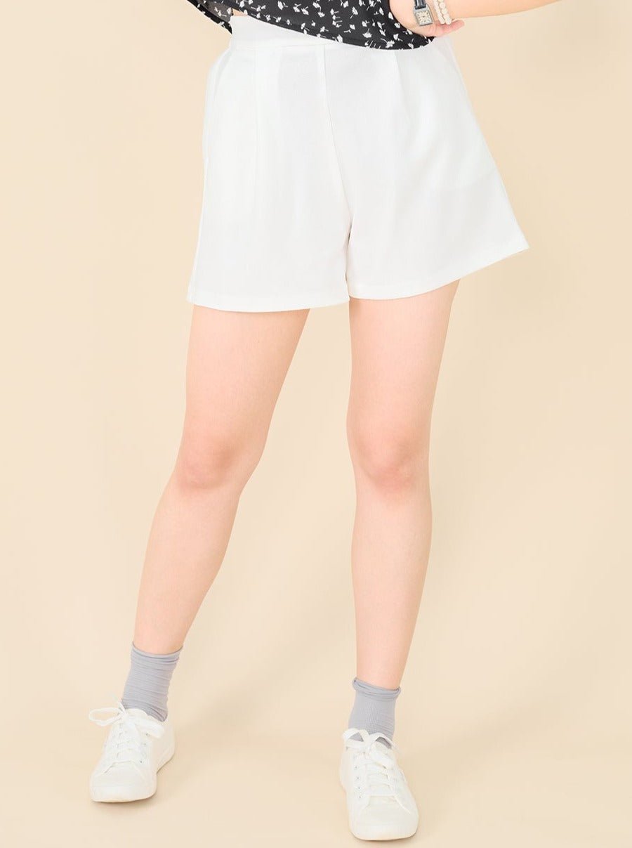 Pleated A-line Shorts Ivory - DAG-DD8509-21IvoryS - Mochi Ivory - S - D'ZAGE Designs