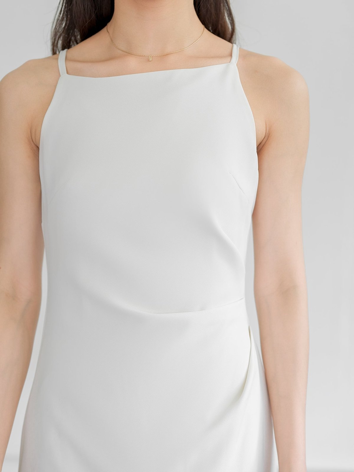 Charlotte Side Pleated Cocktail Dress - DAG-G-220195IvoryS - Mochi Ivory - S - D'ZAGE Designs