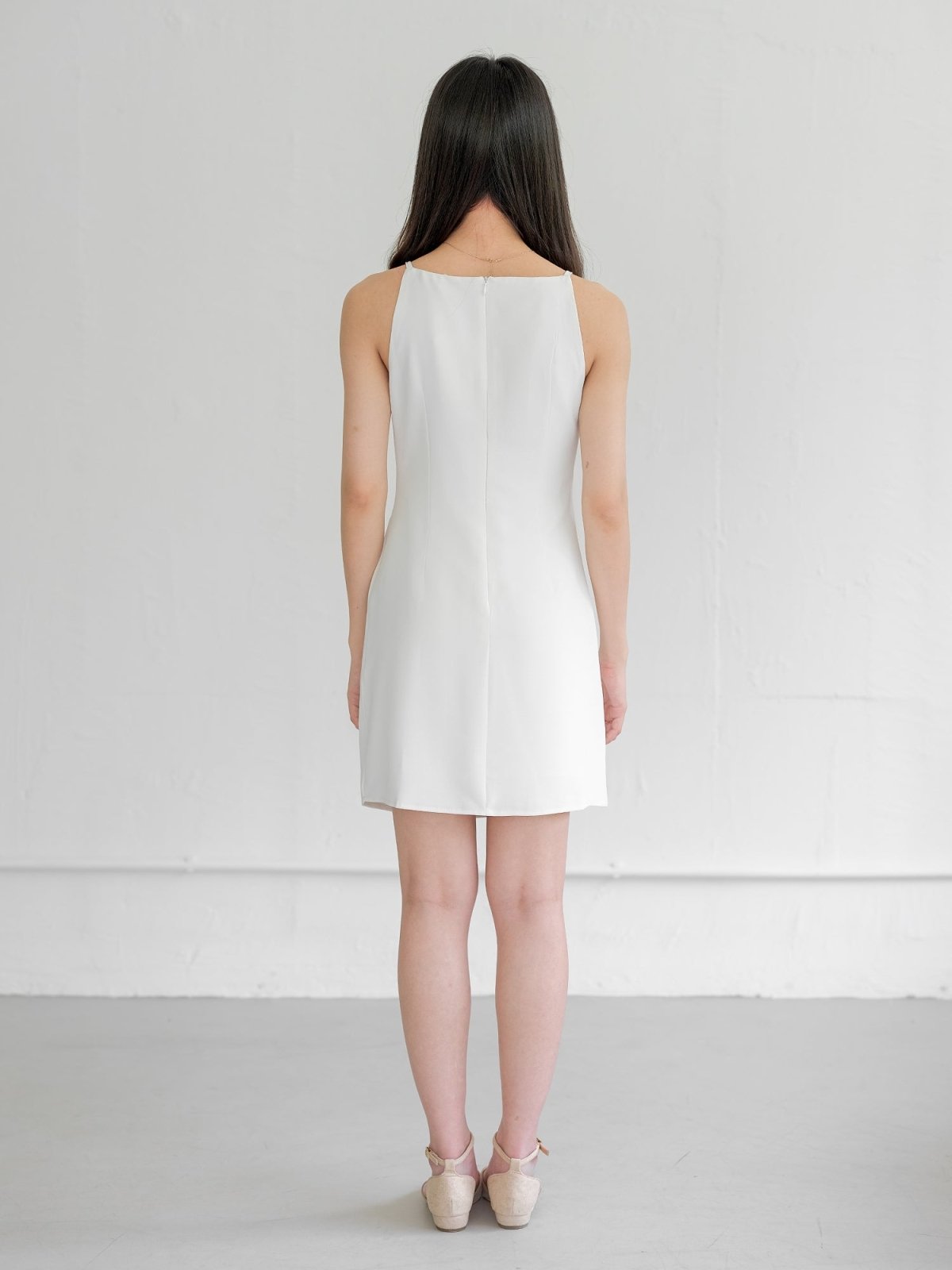 Charlotte Side Pleated Cocktail Dress - DAG-G-220195IvoryS - Mochi Ivory - S - D'ZAGE Designs