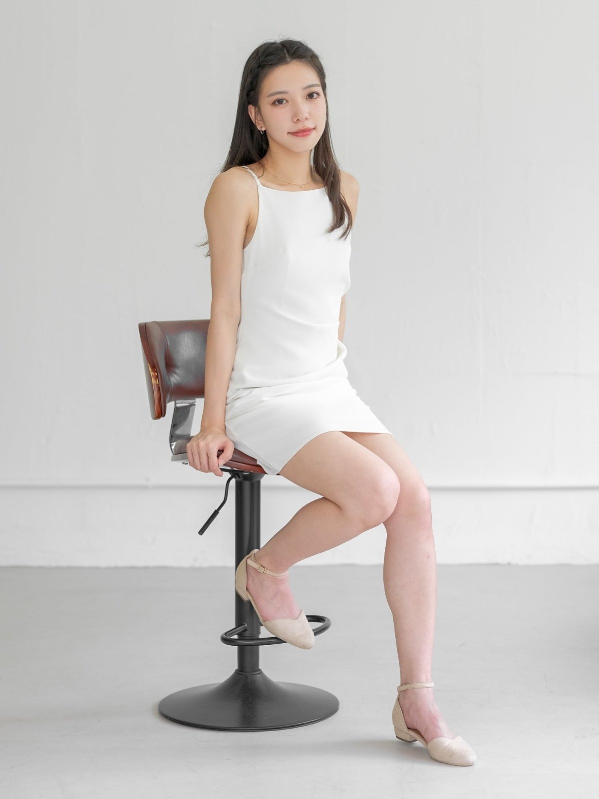 Charlotte Side Pleated Cocktail Dress - DAG-G-220195IvoryS - Mochi Ivory - S - D'ZAGE Designs