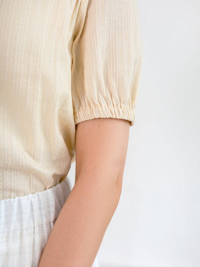 Stellar Square Neck Tie Back Top - DAG-DD0195-23ButterF - Butter - F - D'ZAGE Designs