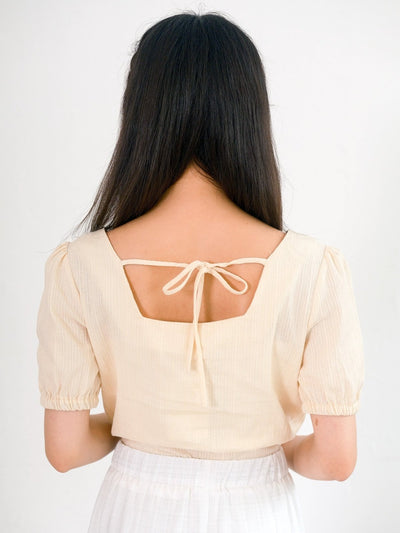 Stellar Square Neck Tie Back Top - DAG-DD0195-23ButterF - Butter - F - D'ZAGE Designs