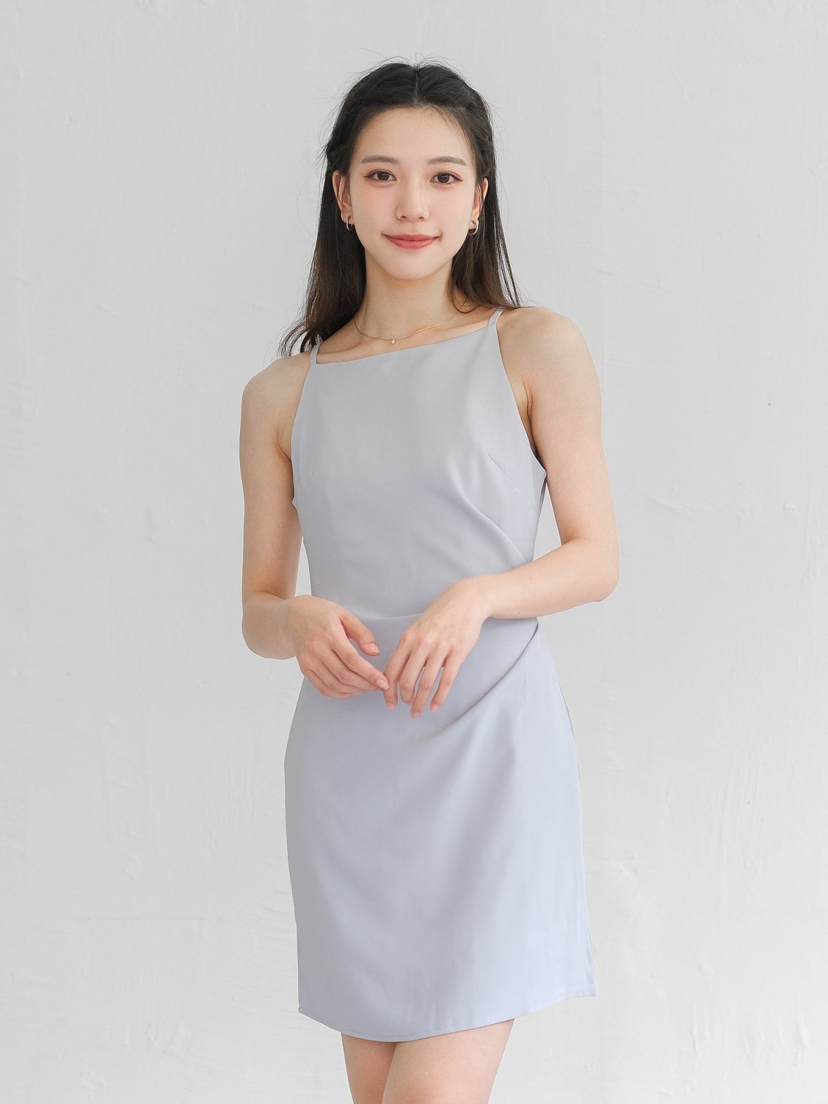Charlotte Side Pleated Cocktail Dress - DAG-G-220195BabyBlueS - Baby Blue - S - D'ZAGE Designs