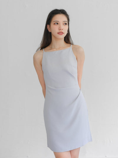 Charlotte Side Pleated Cocktail Dress - DAG-G-220195BabyBlueS - Baby Blue - S - D'ZAGE Designs