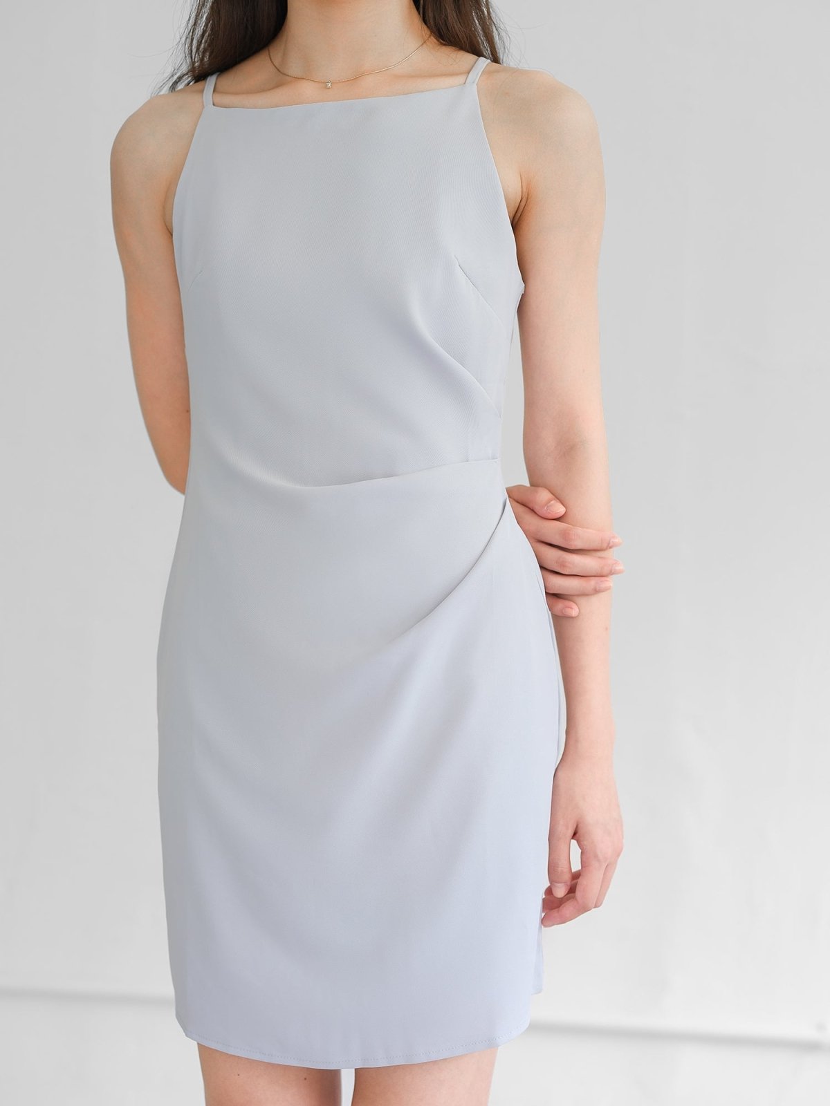 Charlotte Side Pleated Cocktail Dress - DAG-G-220195BabyBlueS - Baby Blue - S - D'ZAGE Designs