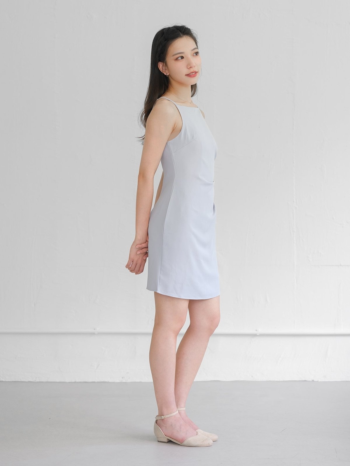 Charlotte Side Pleated Cocktail Dress - DAG-G-220195BabyBlueS - Baby Blue - S - D'ZAGE Designs