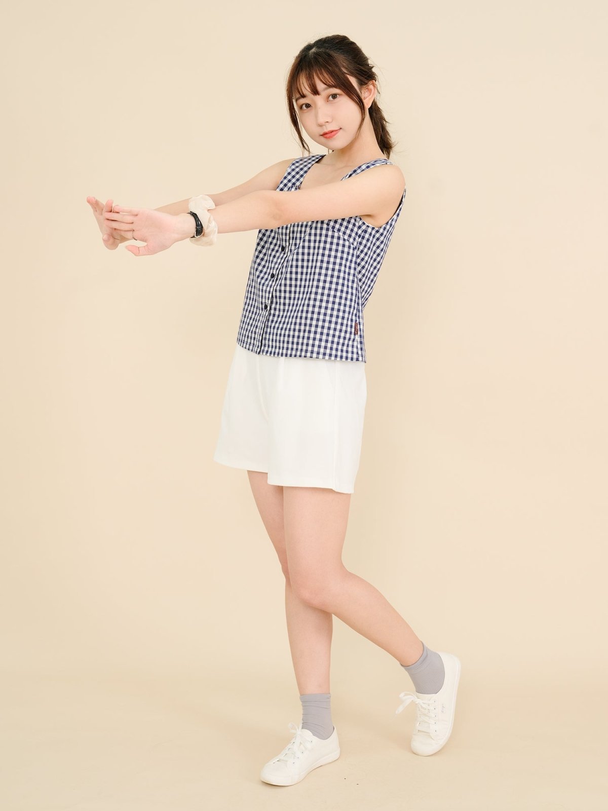 Checkered Button-up Top CLASSIC NAVY - DAG-DD8512-21ClassicNavyF - Blue White Checkers - F - D'ZAGE Designs