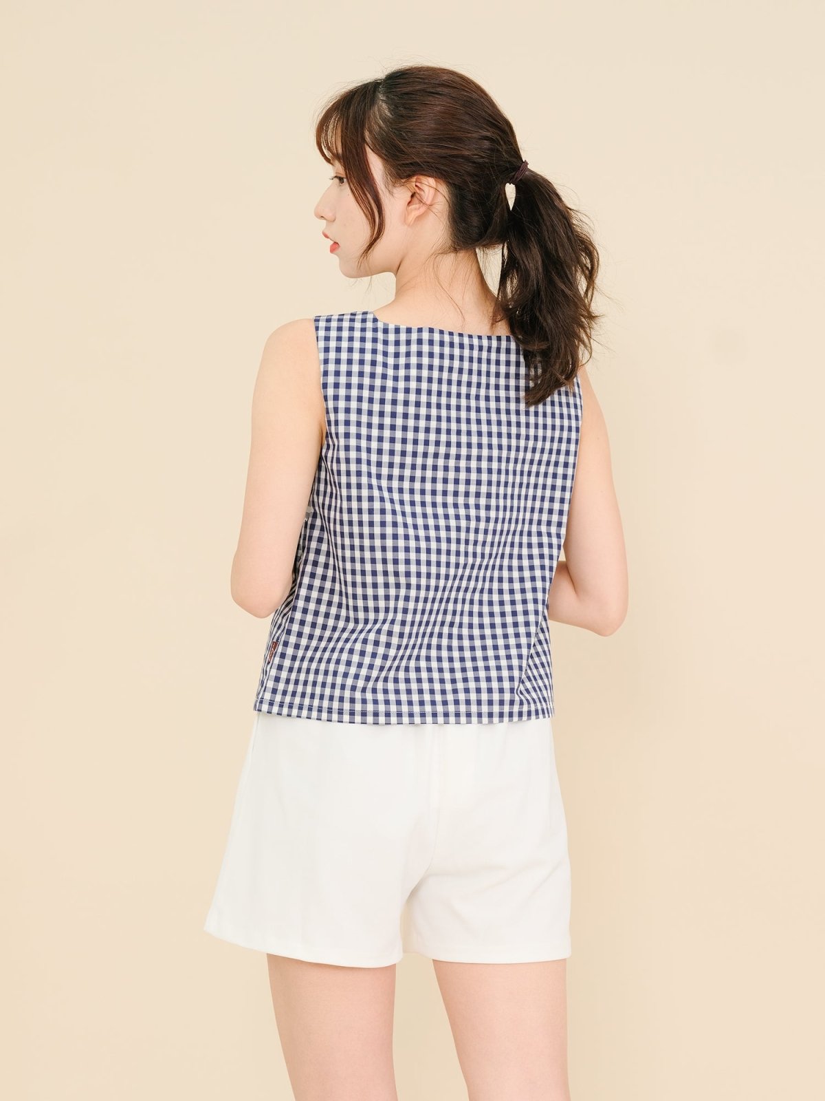 Checkered Button-up Top CLASSIC NAVY - DAG-DD8512-21ClassicNavyF - Blue White Checkers - F - D'ZAGE Designs